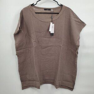 Tahari Extended Shoulder Crewneck Woven Gauze Blouse Women Size 3XL Plus NWT